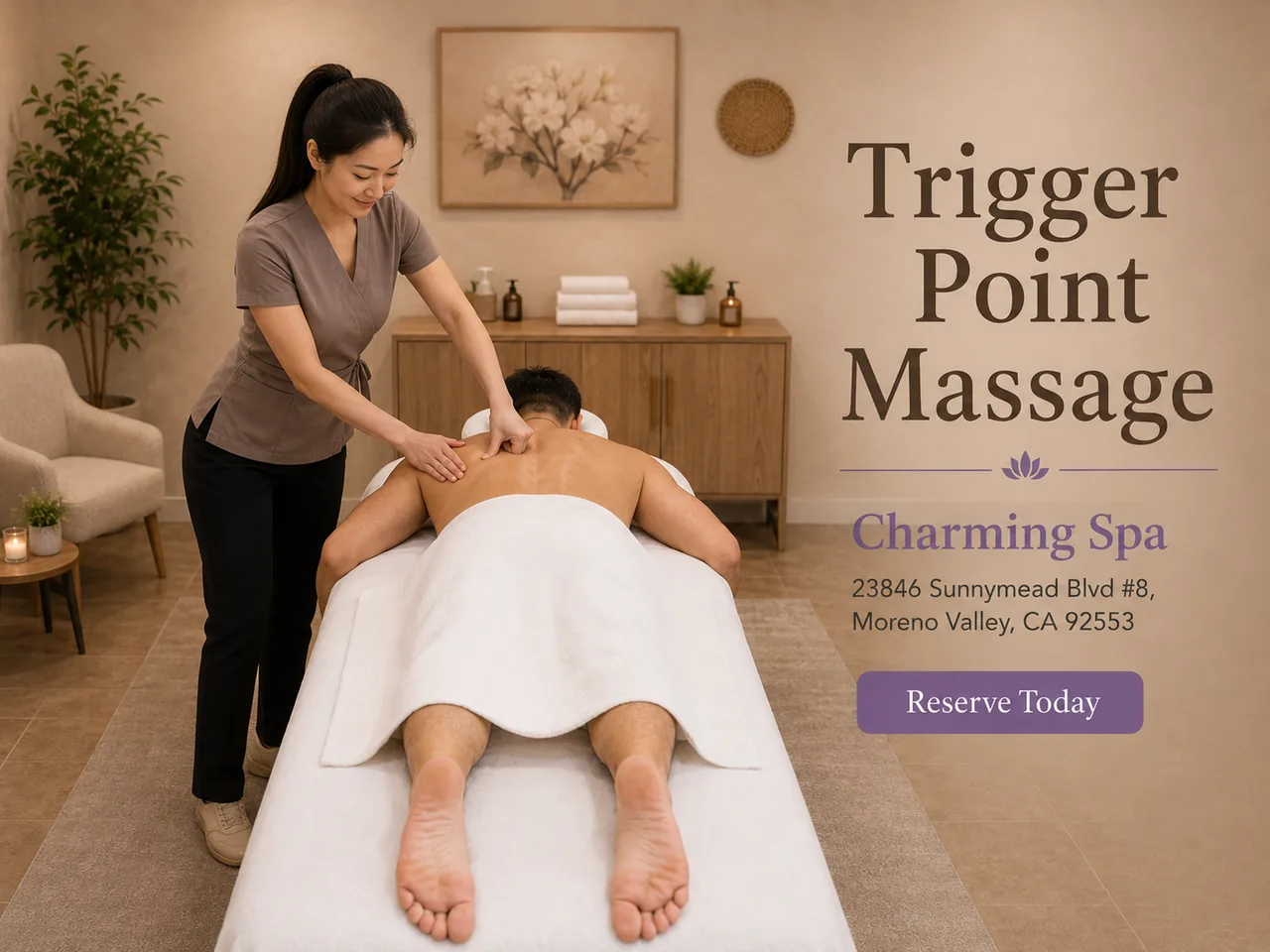 Trigger Point Massage in Moreno Valley, CA at Charming Spa