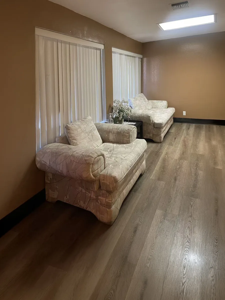Waiting lounge at Charming Spa in Moreno Valley, CA